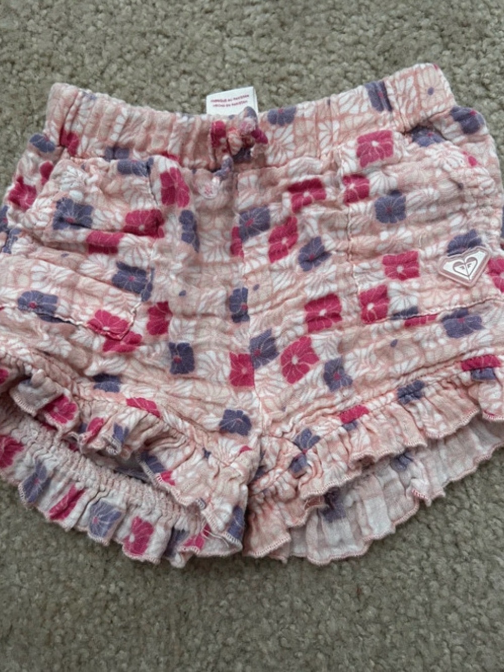 Roxy Pink Floral Ruffle Toddler Shorts